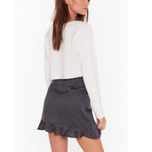 Black and White Polka Dot Wrap Mini Skirt NEW! - Picture 4 of 12